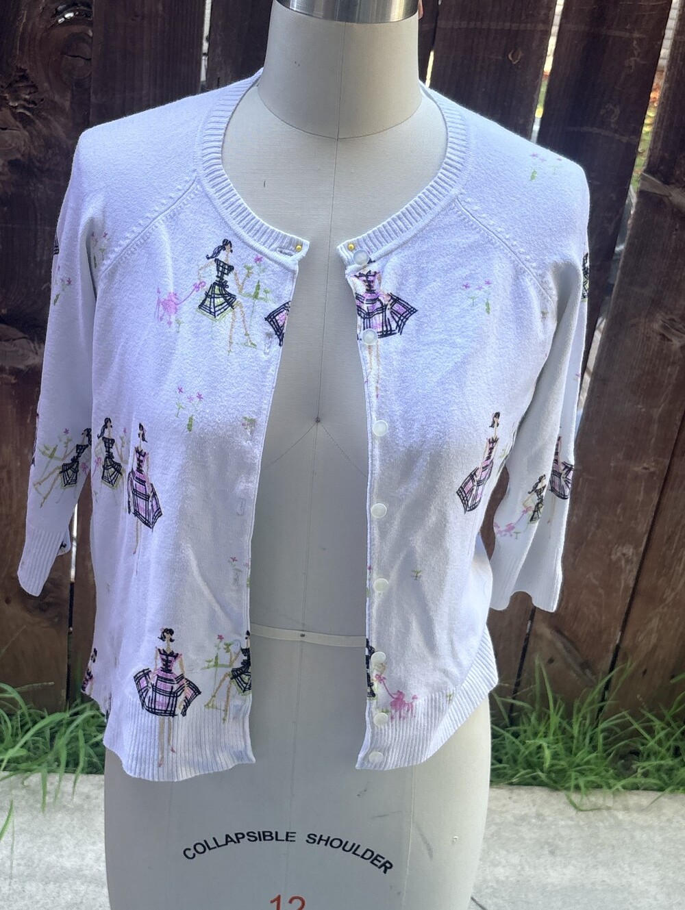 White Printed Women’s Cardigan Sweater